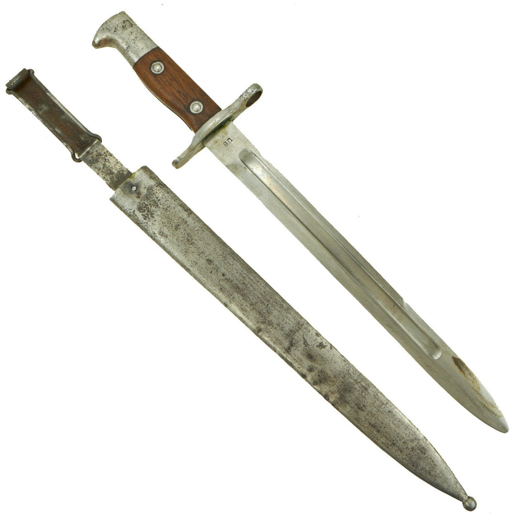 Original U.S. Pre-WWI M1892 Bayonet and Scabbard for Springfield Krag-Jørgensen Rifles - dated 1899 Original Items