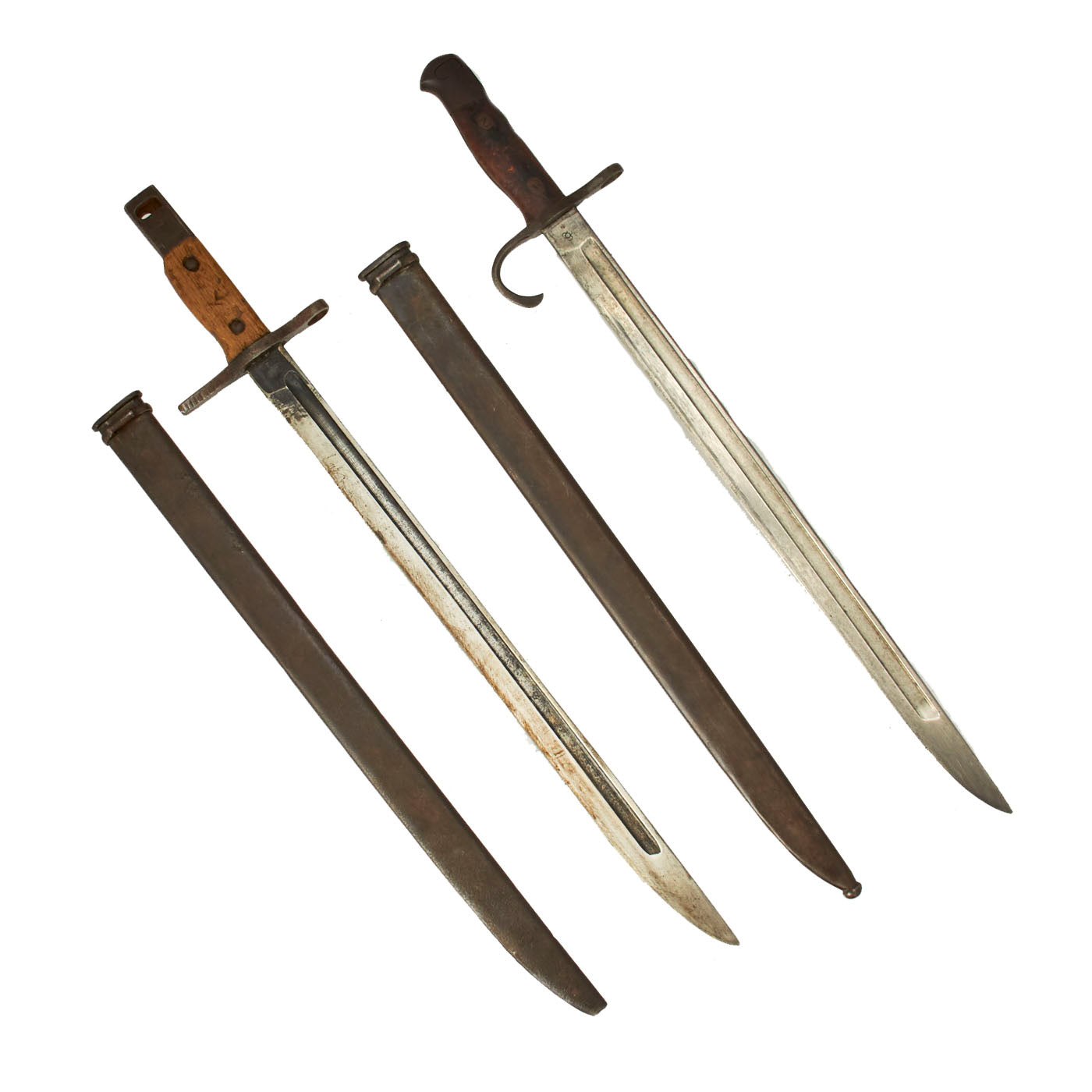 Original Set of Two WWII Japanese Type 30 Bayonets with Scabbards
