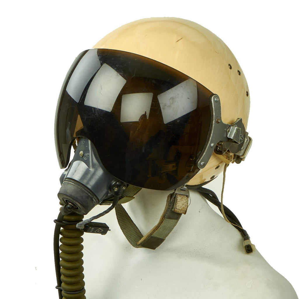 Original Cold War 1970s Soviet Air Forces MiG-23 Jet Pilot ZSh-5A Helmet with KM-35 Mask & Tinted Visor Original Items