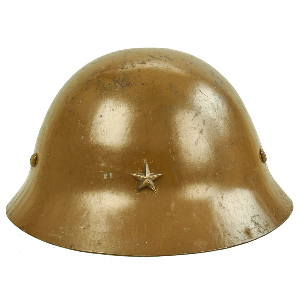 Original Japanese WWII Late War Last Ditch Type 92 Army Combat Helmet with Liner and Chinstrap - Tetsubo Original Items