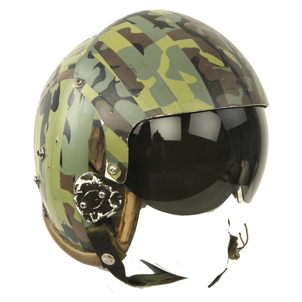 Original U.S. 1980s Camouflage HGU-26/P Flight Helmet with Dual Visor – International Military Antiques Original U.S. 1980s Camouflage HGU-26/P Flight Helmet with Dual Visor – International Military Antiques