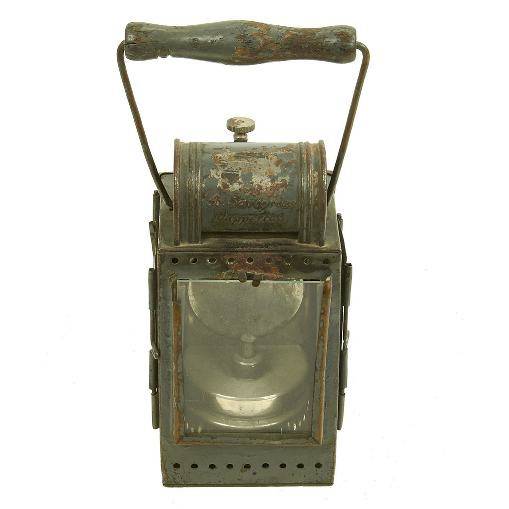 Original German WWII Deutsche Reichsbahn Marked Railwayman Carbide Lantern by A. Sartorius Original Items