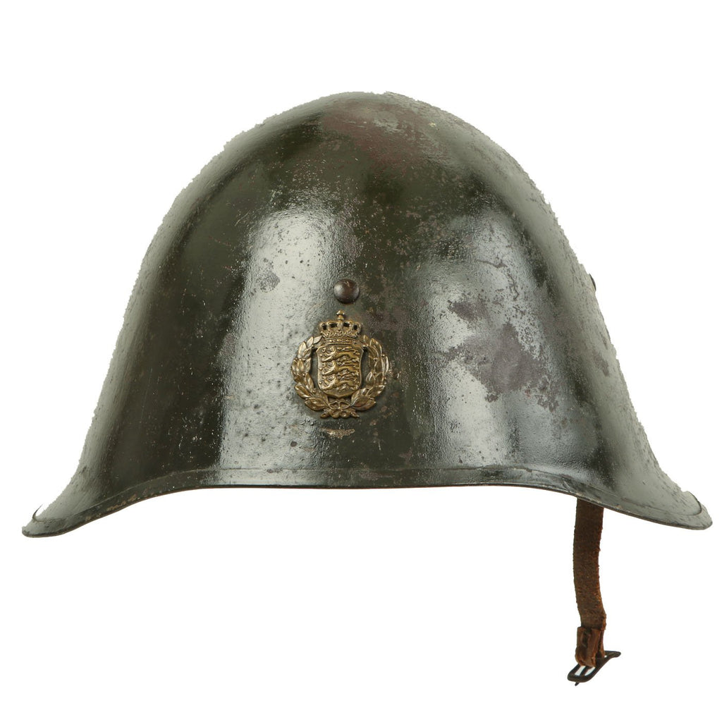 Original Danish WWI Model 1923 Steel Army Helmet with Helmet Badge Original Items