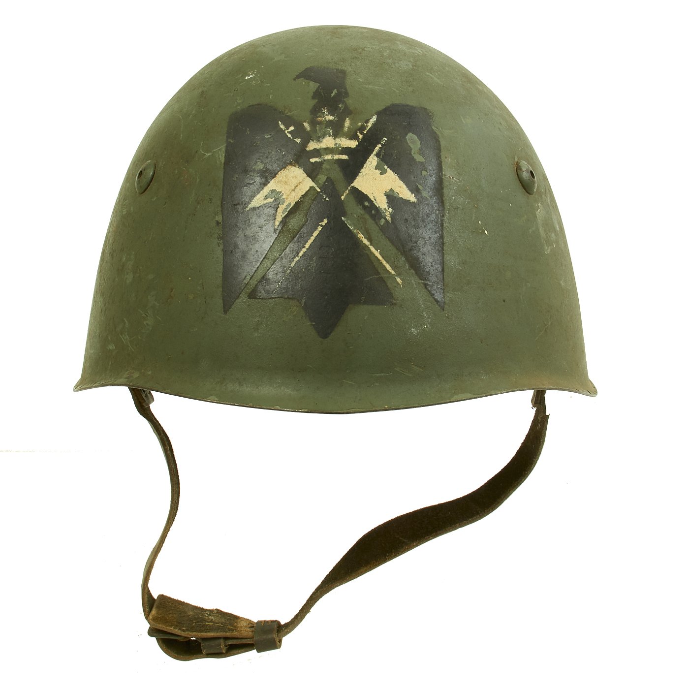 Original WWII Italian M33 Helmet marked with Eagle Crossed Flags