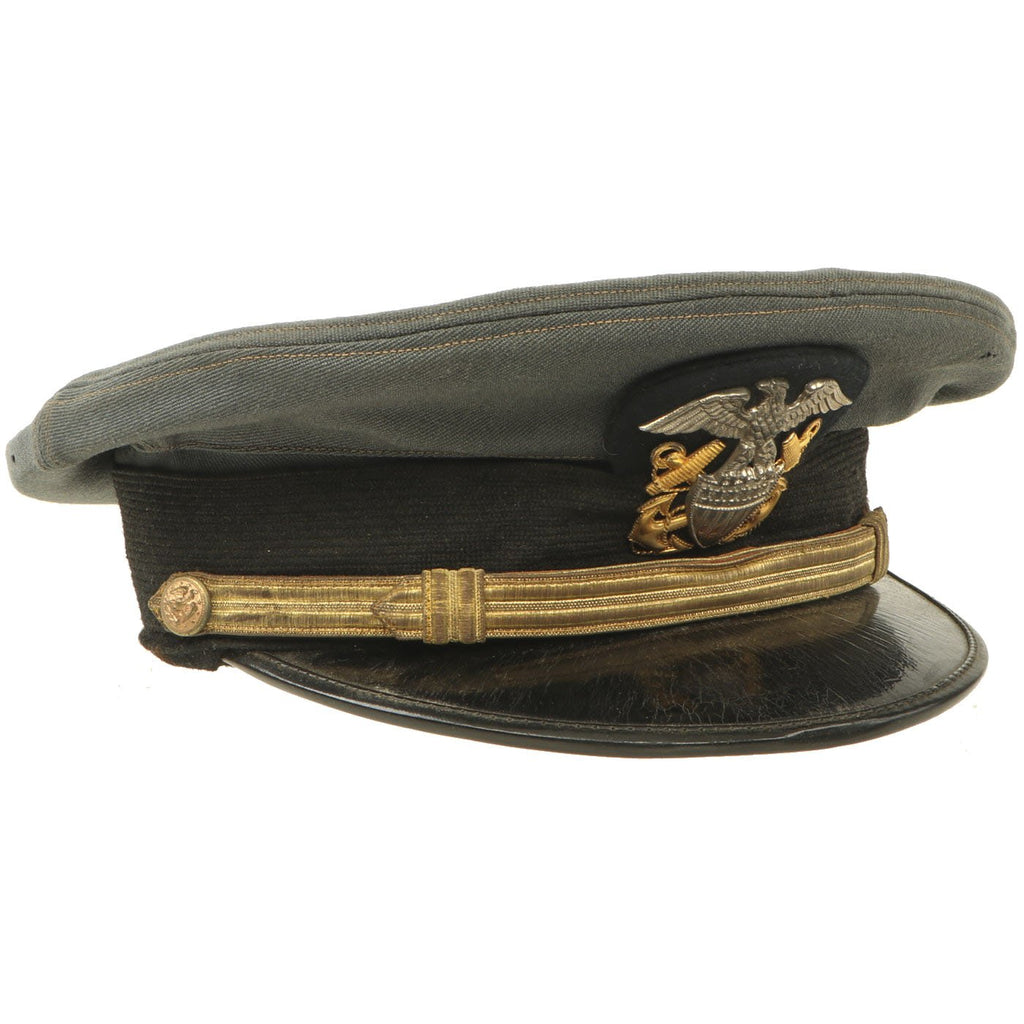 Original U.S. WWII Naval Officer Gray "The Commodore" Combination Visor Cap - size 7 Original Items