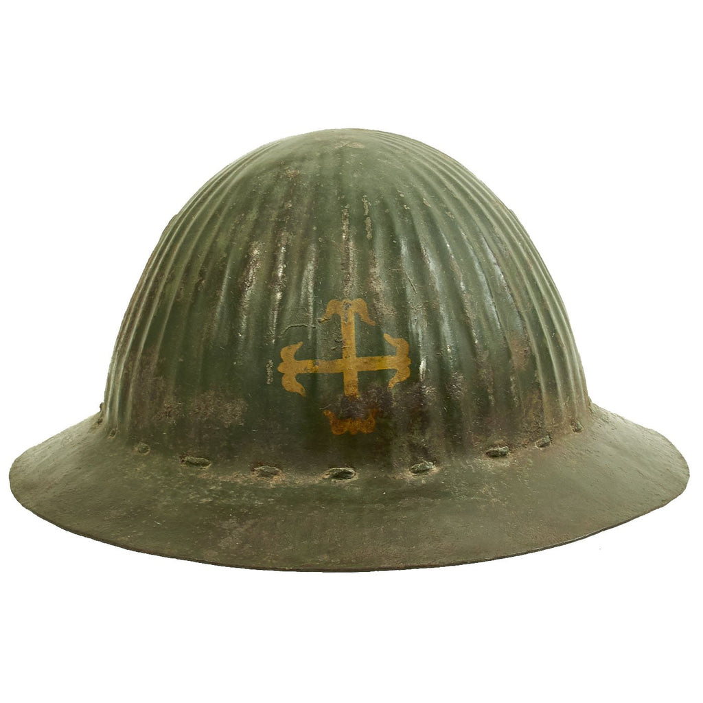 Original WWI Portuguese M1915 Corrugated Steel Helmet Original Items