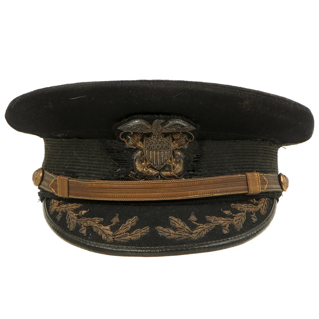 Original U.S. Early WWII Navy Command Officer Blue Combination Visor Cap Original Items