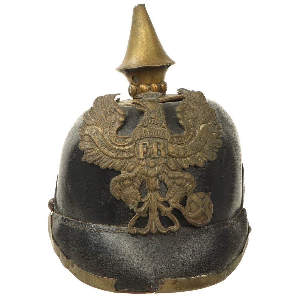 Original Imperial German WWI Prussian M1895 Infantry Pickelhaube Spiked Helmet in Relic Condition Original Items