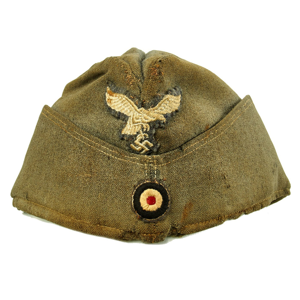 Original German WWII Service Worn Luftwaffe EM-NCO M38 Overseas Wool Cap - Schiffchen Original Items