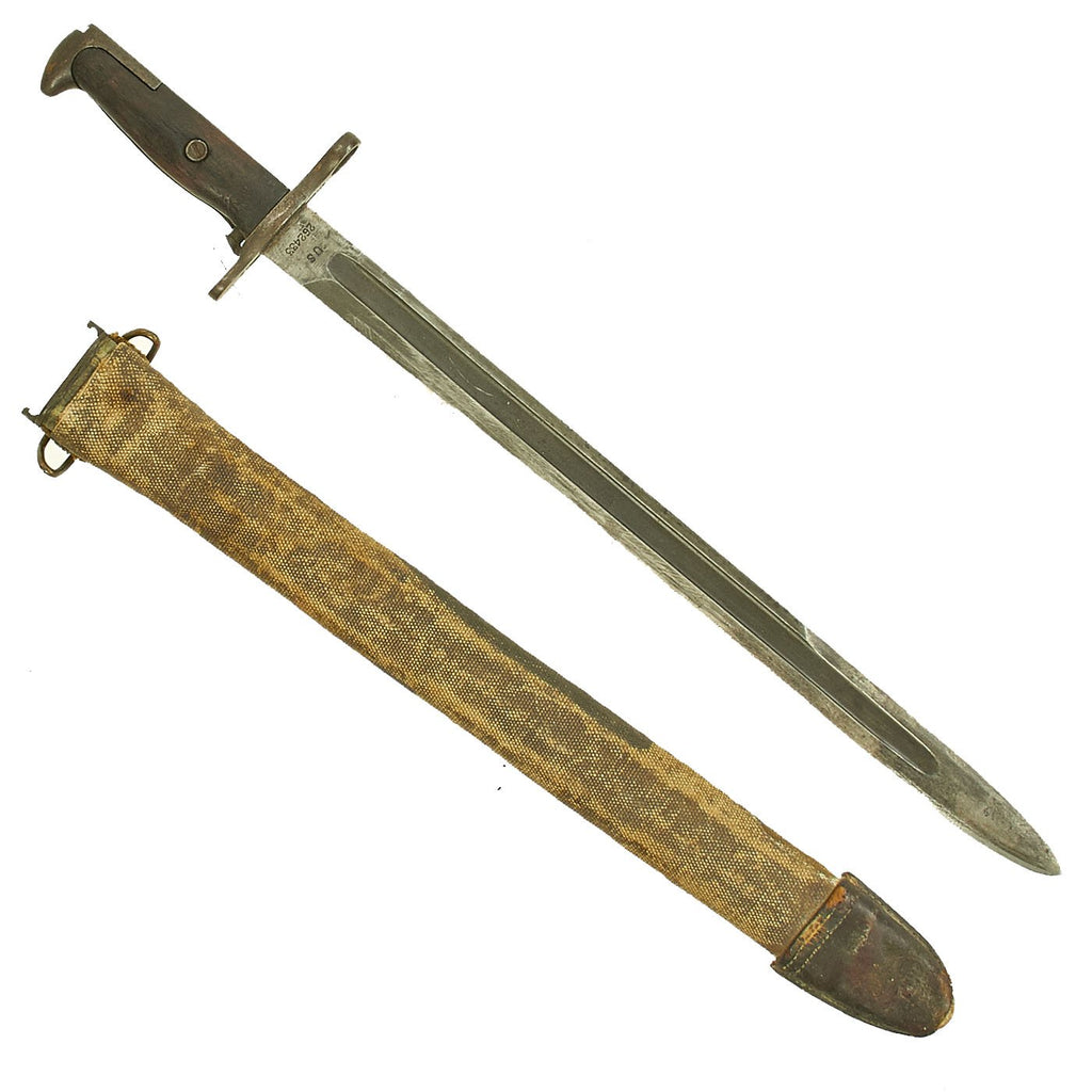 Original U.S. WWI M1905 Springfield Rifle 16" Bayonet by R.I.A. with M1910 Scabbard - dated 1917 Original Items