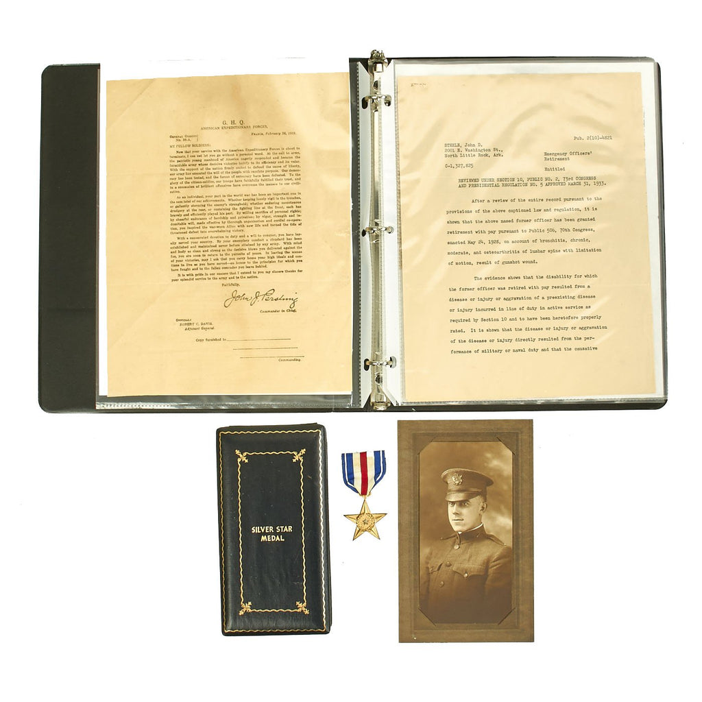Original U.S. WWI 7th Infantry Regiment Officer Named Silver Star with Citation and Photograph Original Items