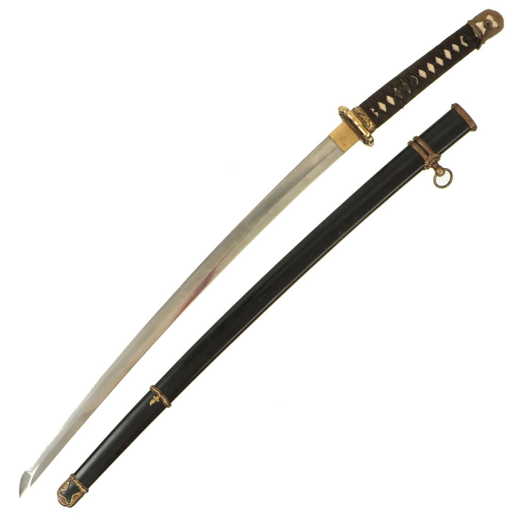 Original WWII Japanese Type 98 Shin-Gunto Handmade Katana Sword by NOBUMITSU with Perforated Guard & Steel Scabbard Original Items