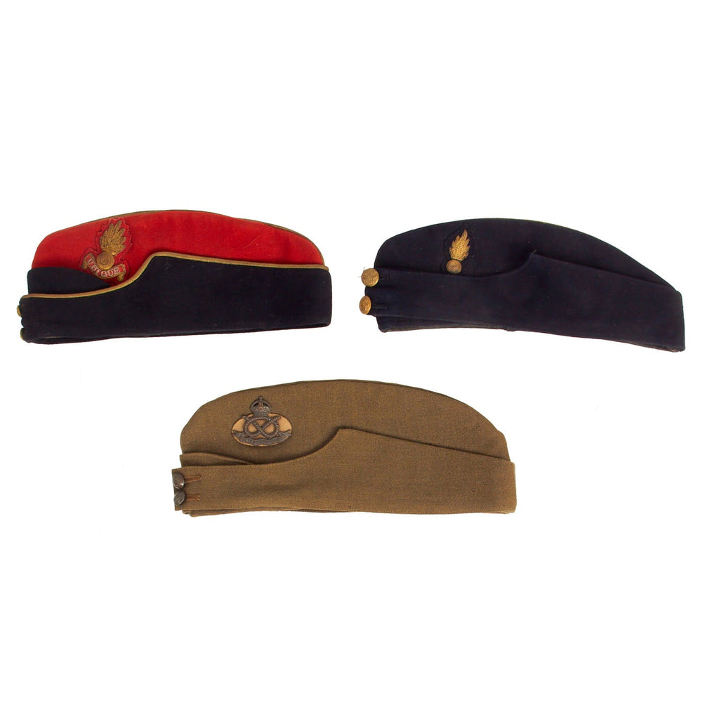 Original Set of 3 British WWII Regimental Side Caps - Royal Artillery Officer, Royal Grenadiers & South Staffordshire Original Items