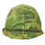 Original U.S. WWII Vietnam Reissue M1 McCord Front Seam Swivel Bale Helmet with USMC Camouflage Cover Original Items