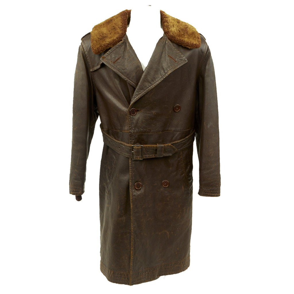 Original WWII U.S. Navy M-69F Leather Transport Pilot Aircraft Coat - Size 36 Original Items