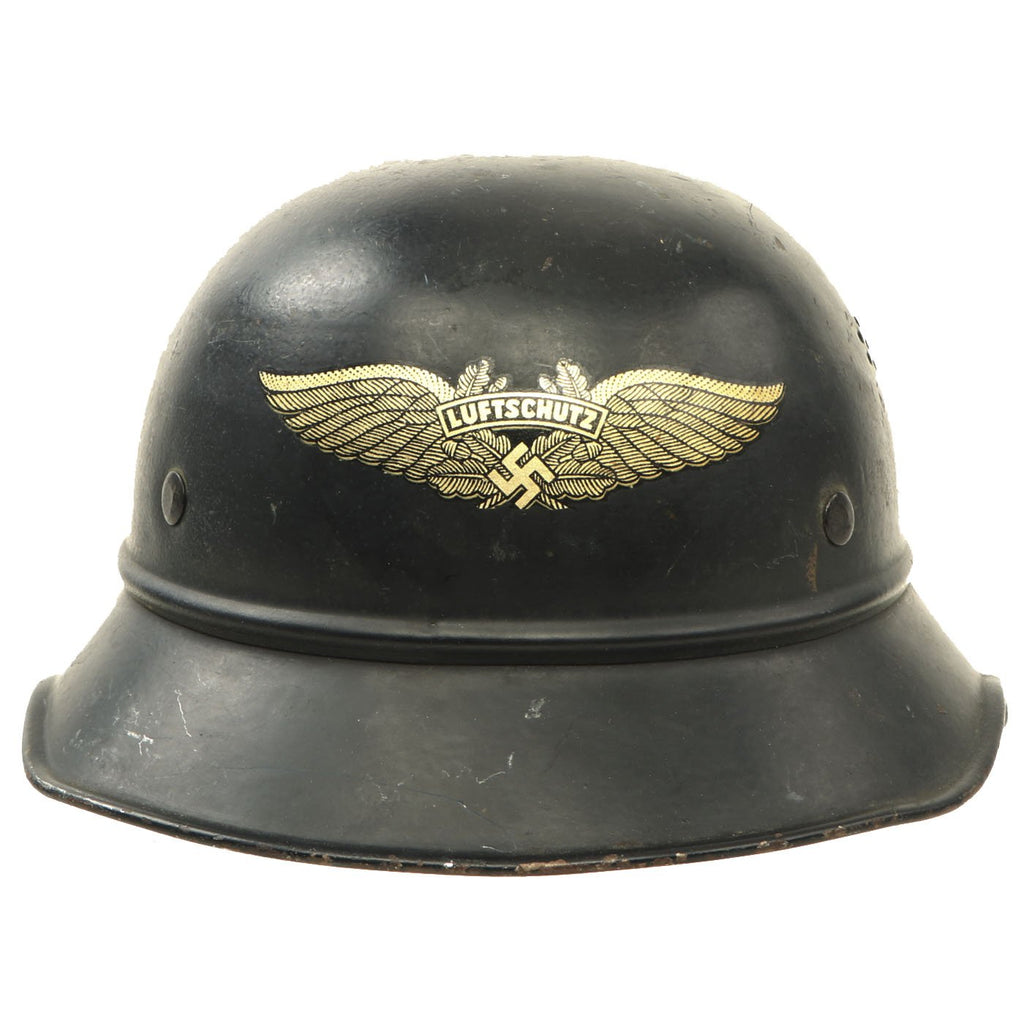Original German WWII M38 Luftschutz Beaded Gladiator Air Defense Helmet with 59cm Liner - dated 1938 Original Items