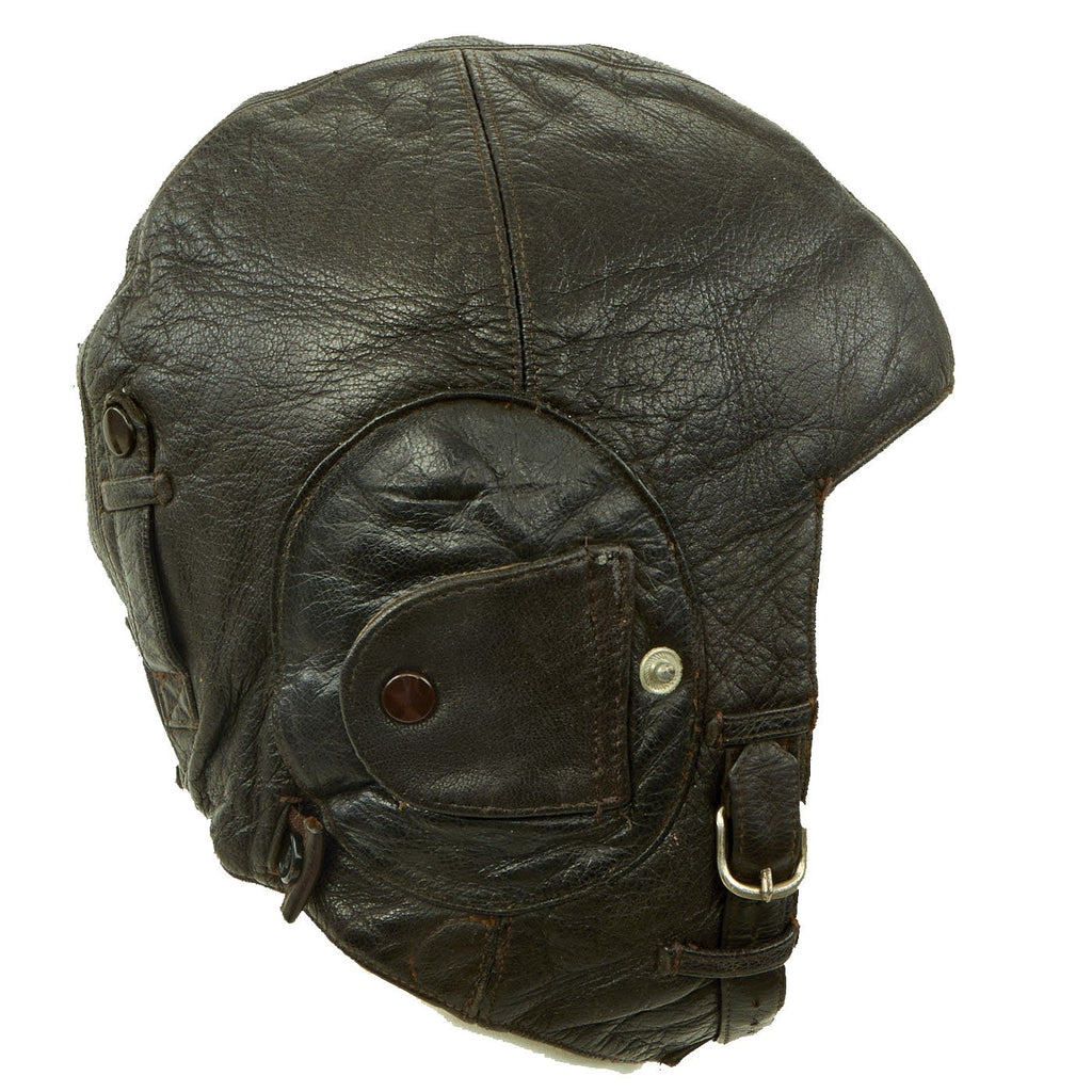 Original German WWII Luftwaffe LKpW101 Wool Lined Winter Leather Flying Helmet Original Items