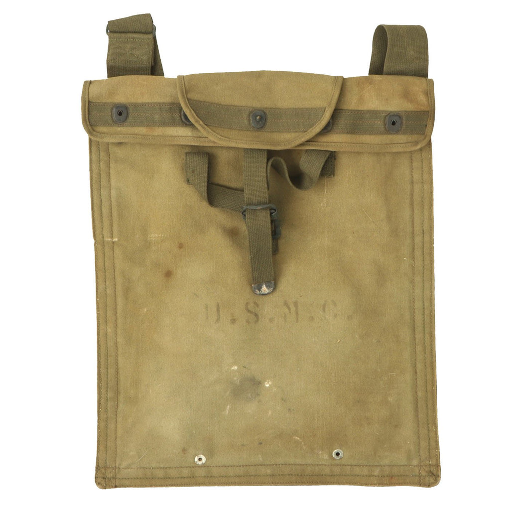 Original U.S. WWII U.S.M.C. Water Bladder Collapsible Canteen Carrier - Empty Original Items