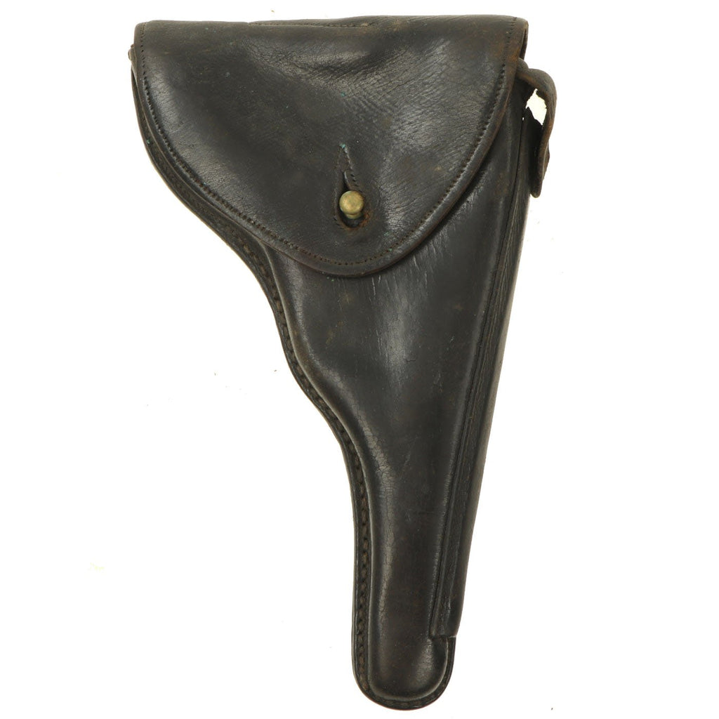 Original Pre-WWI Portuguese 3rd Model 1909 Manuel II M2 P.08 Luger Black Leather Holster Original Items
