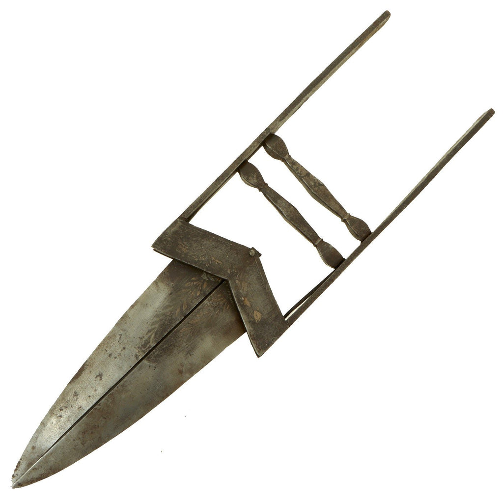 Original Indian Early 19th Century Triple Blade Scissor Katar Dagger with Faded Silver Inlay Original Items