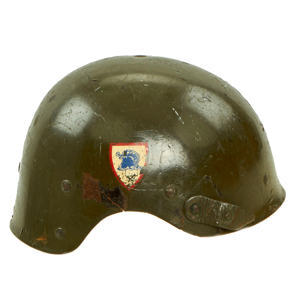 Original U.S. WWII Experimental Liner, Helmet, M-1, Crash -  T19E1 Tank Crew Helmet Liner With USMA West Point Decals Original Items