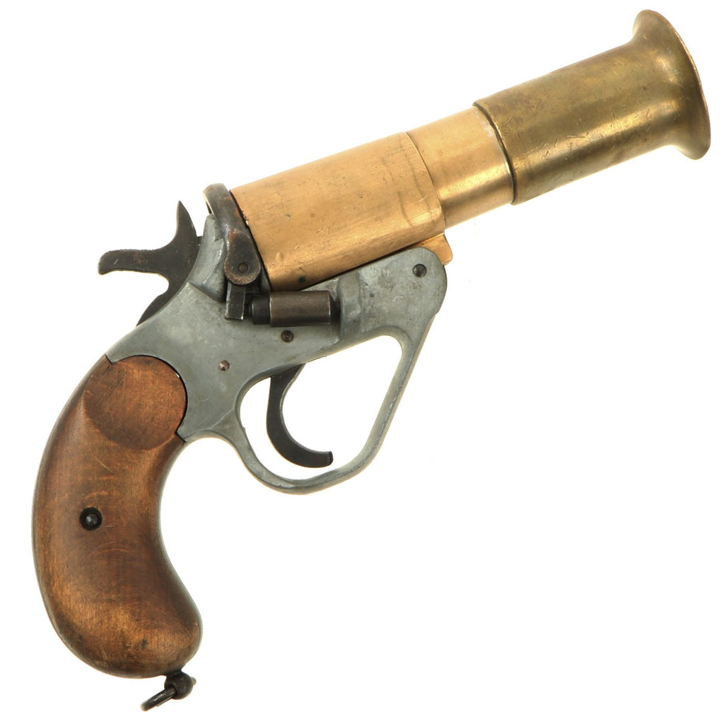 Original Canadian WWI - WWII Zinc and Brass Webley No 1 Mk V Flare Signal Pistol - dated 1918 Original Items