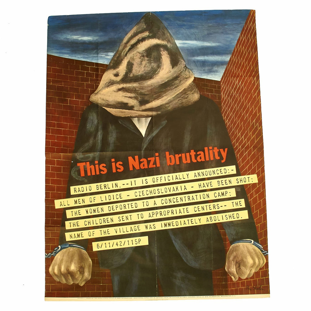 Original U.S. WWII 1942 This is Nazi Brutality OWI Propaganda Poster by Ben Shahn Original Items