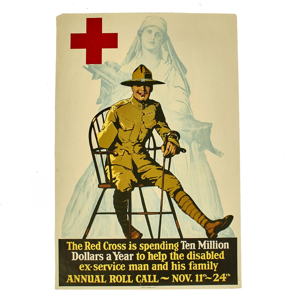 Original U.S. WWI Red Cross Fifth Roll Call Poster Original Items