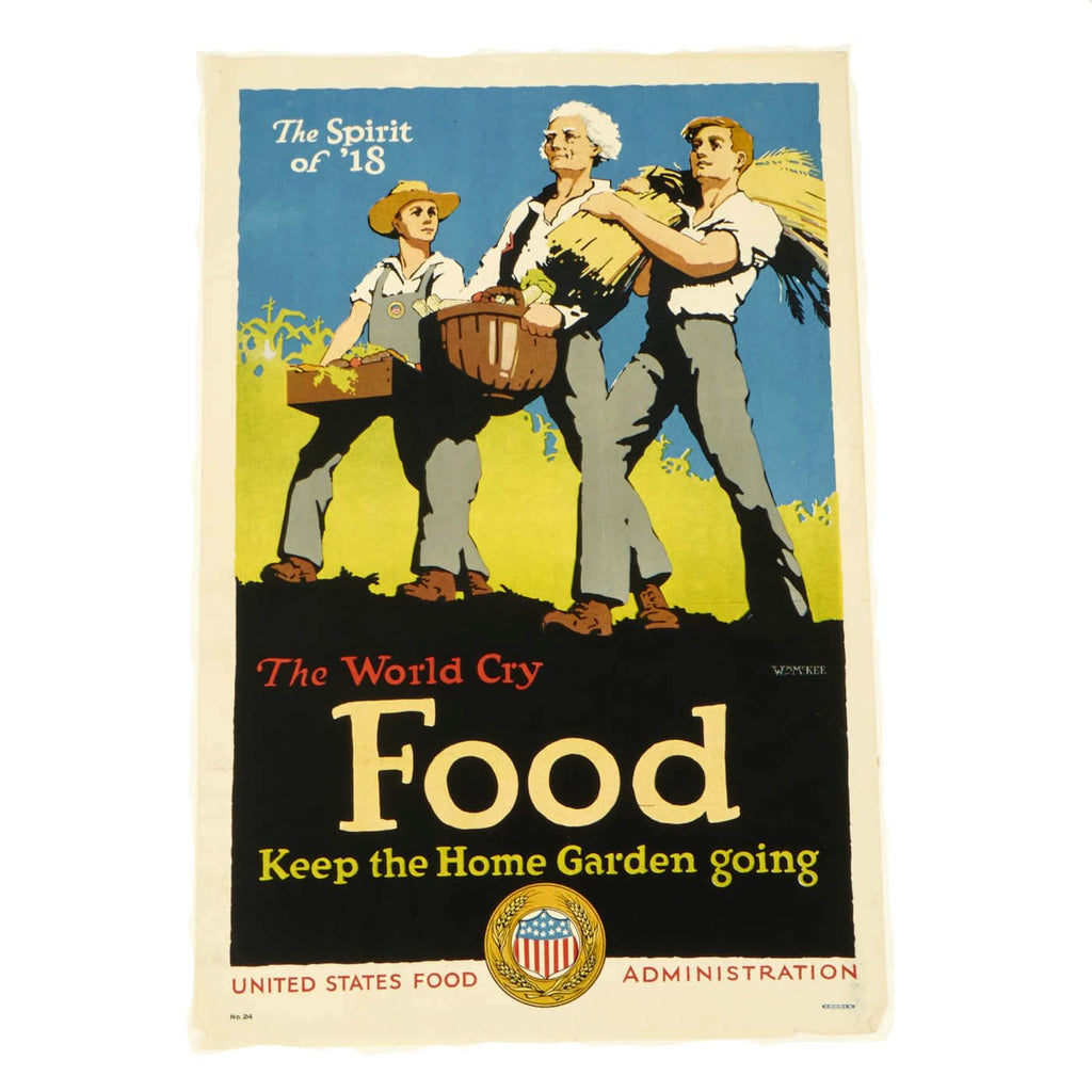 Original U.S. WWI Spirt of '18 - The World Cry Food - Propaganda Poster Original Items