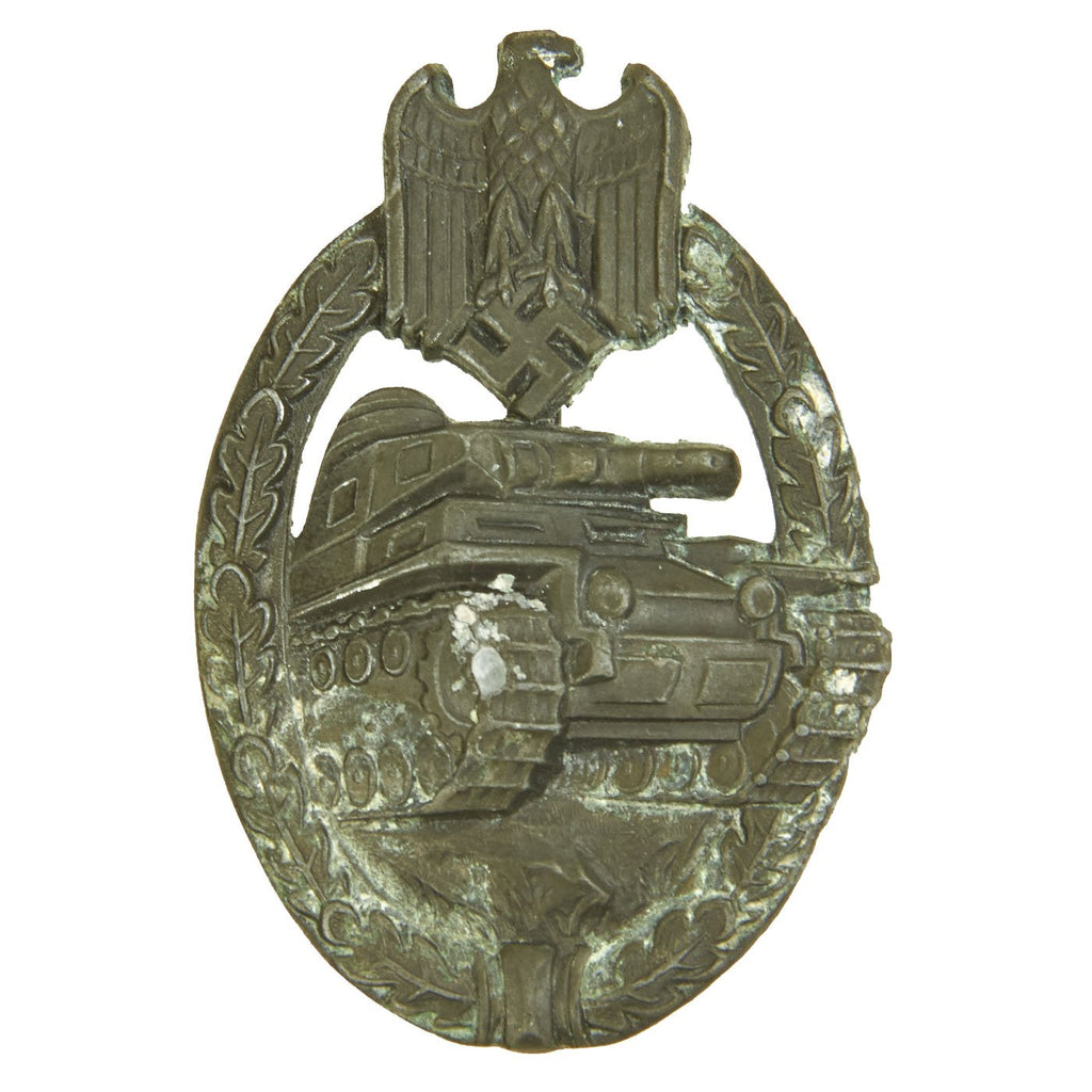 Original German WWII Silver Grade Panzer Assault Tank Badge - Hollow Back Style Original Items