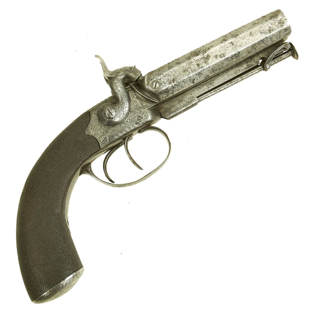 Original British Victorian “Man Stopper” Double Barrel Percussion Pistol by Manton of London Original Items