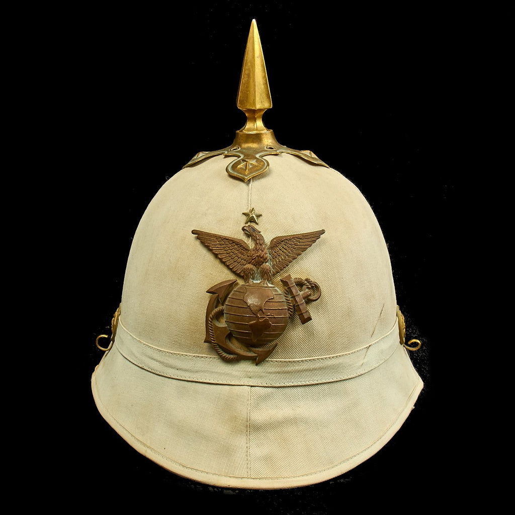 Original U.S. Marine Corps Model 1887/89 White Spiked Sun Helmet by Horstmann dated 1899 - Size 7 Original Items