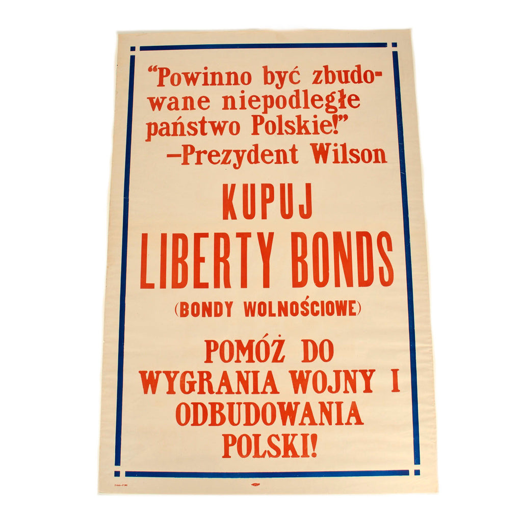 Original U.S. WWI Reconstruction of Poland Liberty Bonds Propaganda Poster - 42” x 28 ½” Original Items