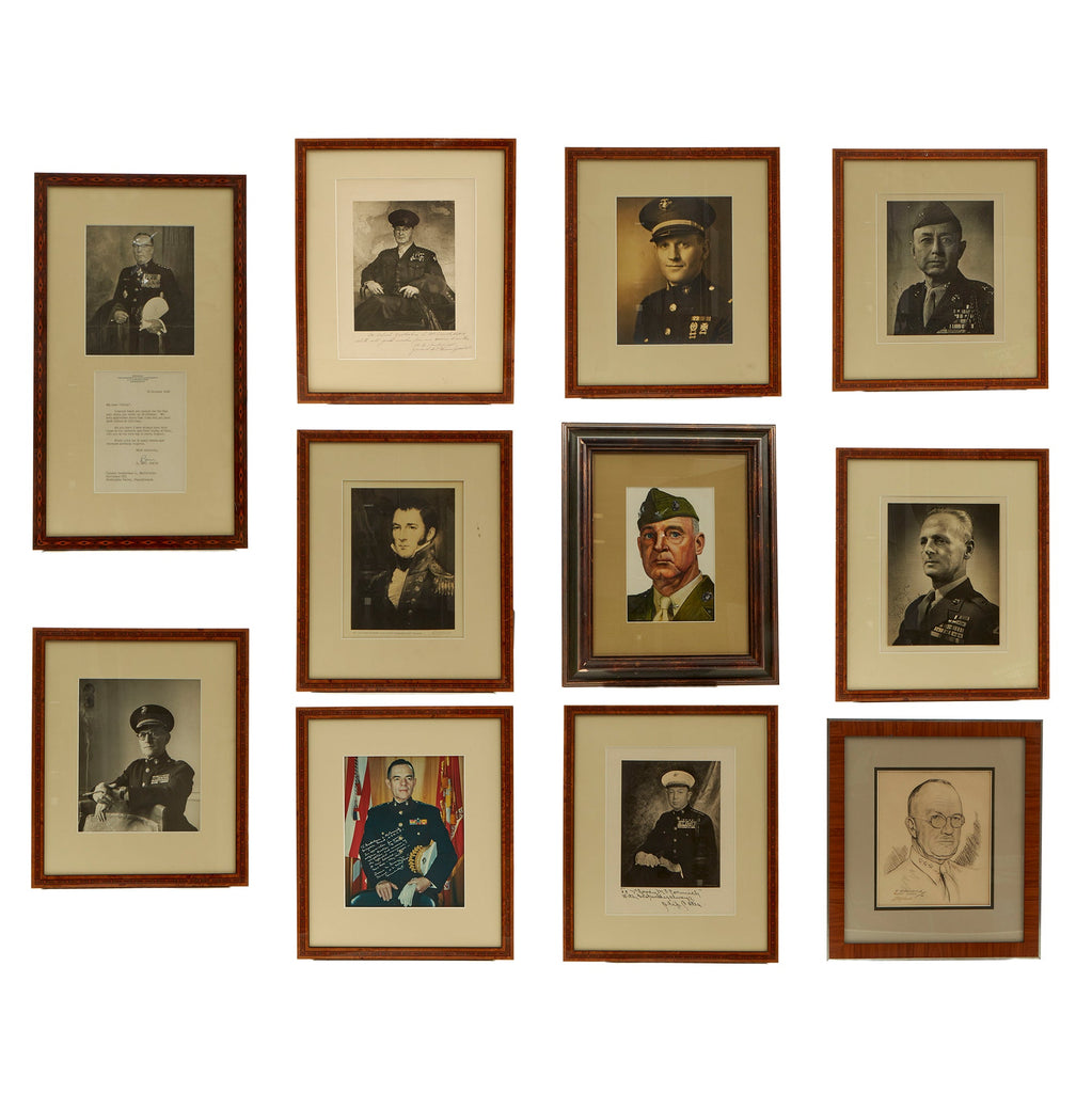 Original United States Marine Corps Collection Of Generals’ Portraits With Autographs - 11 Framed Portraits Original Items