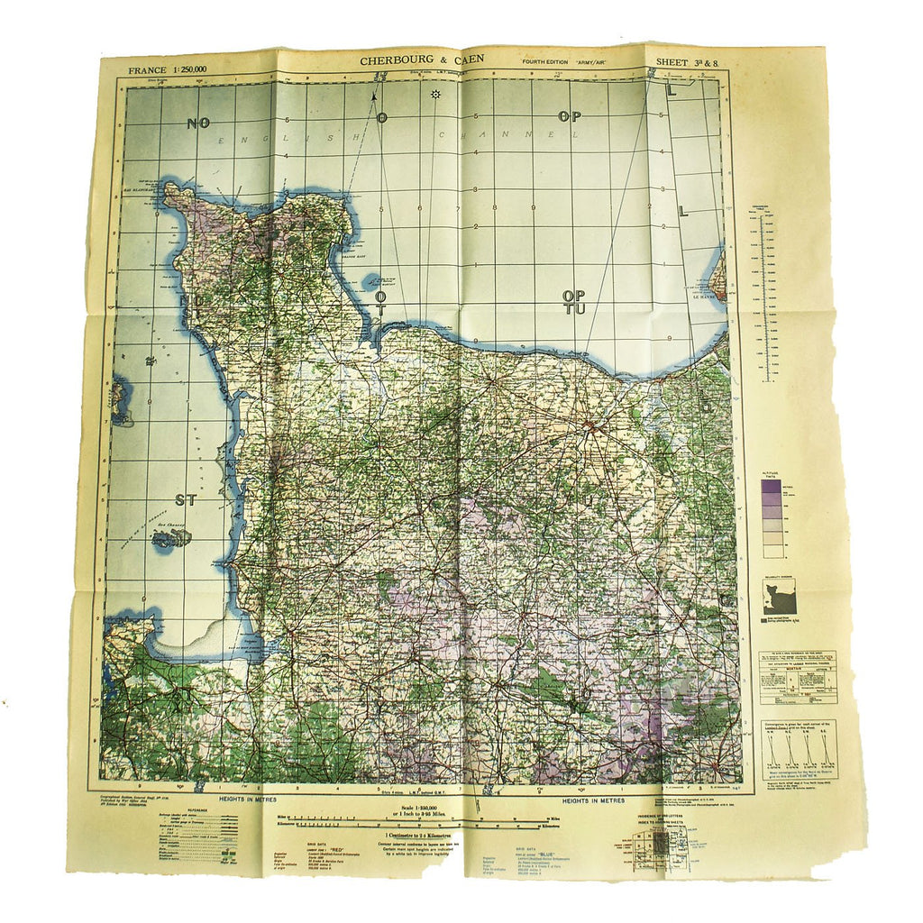 Original British WWII Allied D-Day Army / Air Table Map of Normandy - dated 1943 Original Items