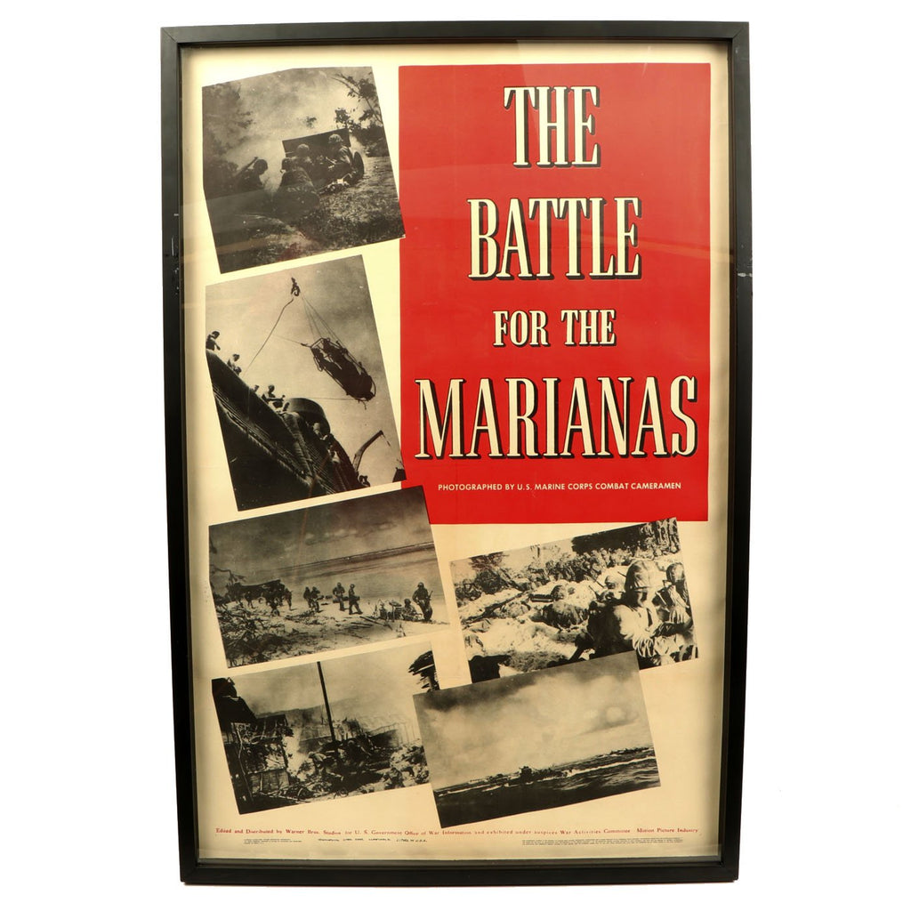 Original U.S. WWII The Battle for the Marianas 1944 Warner Brothers Framed Documentary Movie Poster Original Items