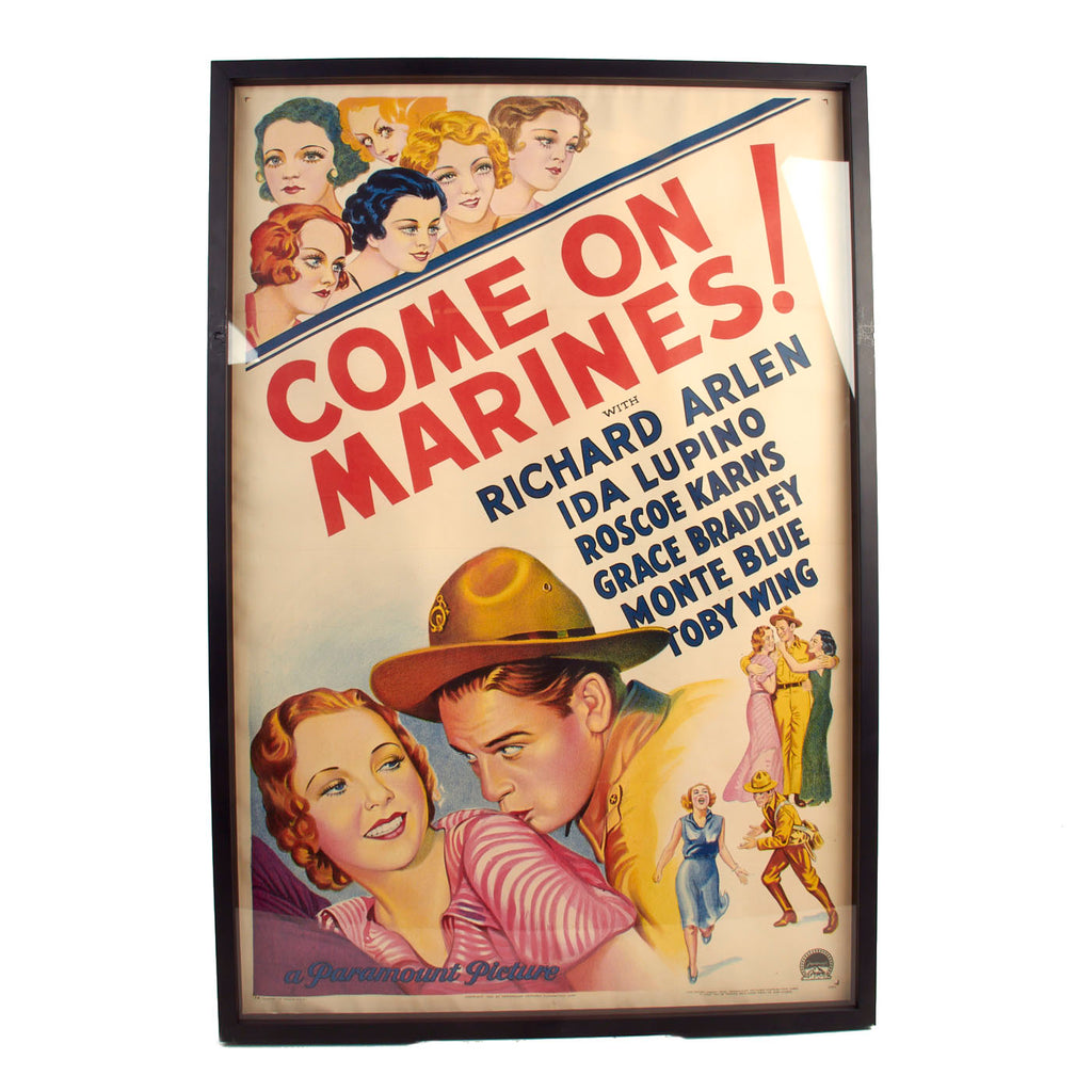 Original U.S. Pre-WWII Framed “Come On Marines!” 1934 Theatrical Release Movie Poster - 42 ½” x 28 ½” Original Items