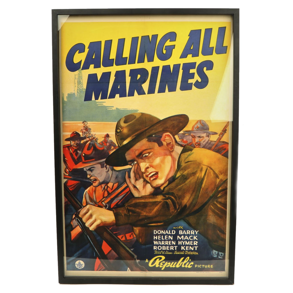 Original U.S. WWII Calling All Marines 1939 Republic Pictures Framed Movie Theatrical Release Lobby Poster Original Items