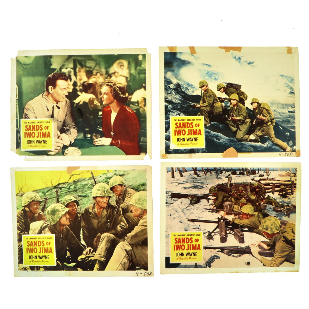 Original U.S. WWII 1950 Sands of Iwo Jima Vintage Film Lobby Card Collection - Set of Four Original Items
