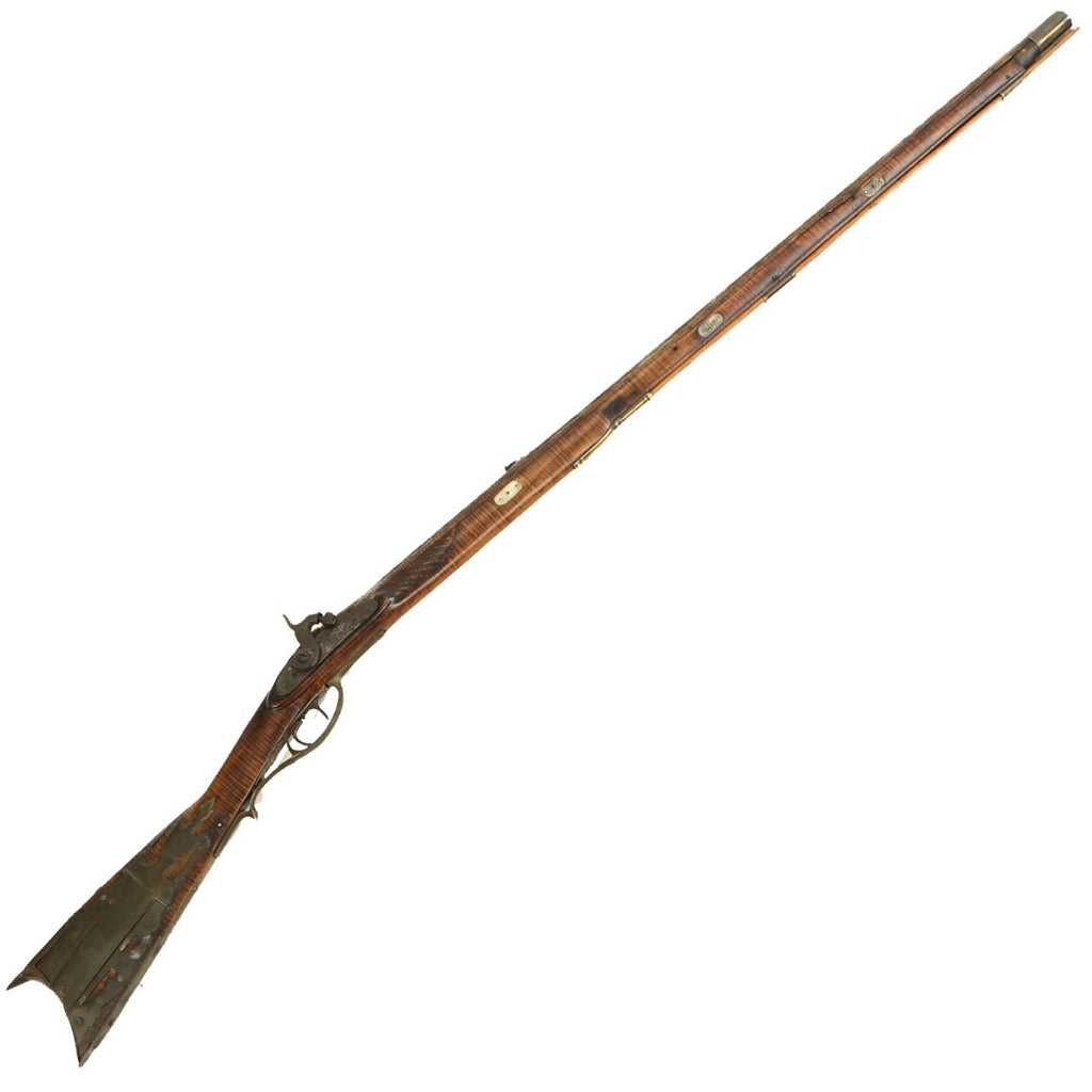 Original U.S. Ohio-Attributed Kentucky Percussion Rifle with Flamed Maple Stock & Set Trigger c. 1845 Original Items