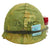 Original U.S. WWII Vietnam Reissue M1 McCord Front Seam Swivel Bale Helmet with Personalized USMC Camo Cover Original Items