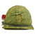 Original U.S. WWII Vietnam Reissue M1 McCord Front Seam Swivel Bale Helmet with Personalized USMC Camo Cover Original Items