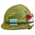 Original U.S. WWII Vietnam Reissue M1 McCord Front Seam Swivel Bale Helmet with Personalized USMC Camo Cover Original Items