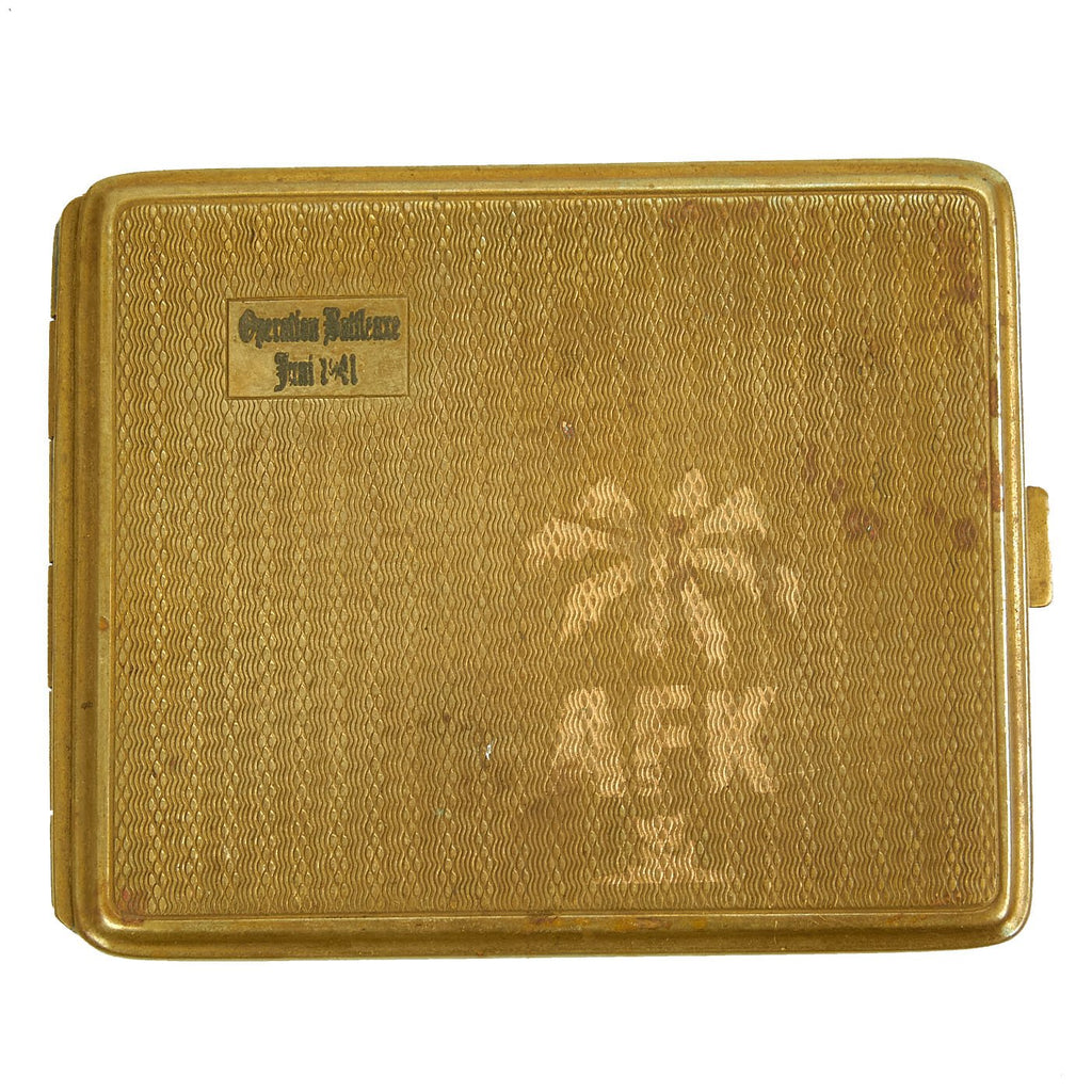 Original German WWII DAK Afrikakorps Named Operation Battleaxe Cigarette Case dated June 1941 Original Items