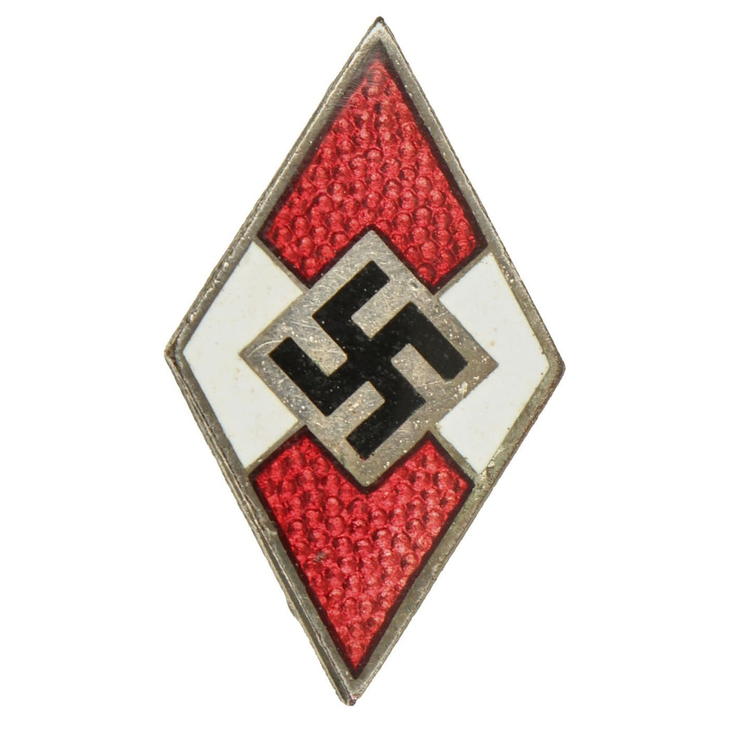 Original German WWII HJ Enamel Cap Badge by Gustav Brehmer- RZM M1/101 Original Items