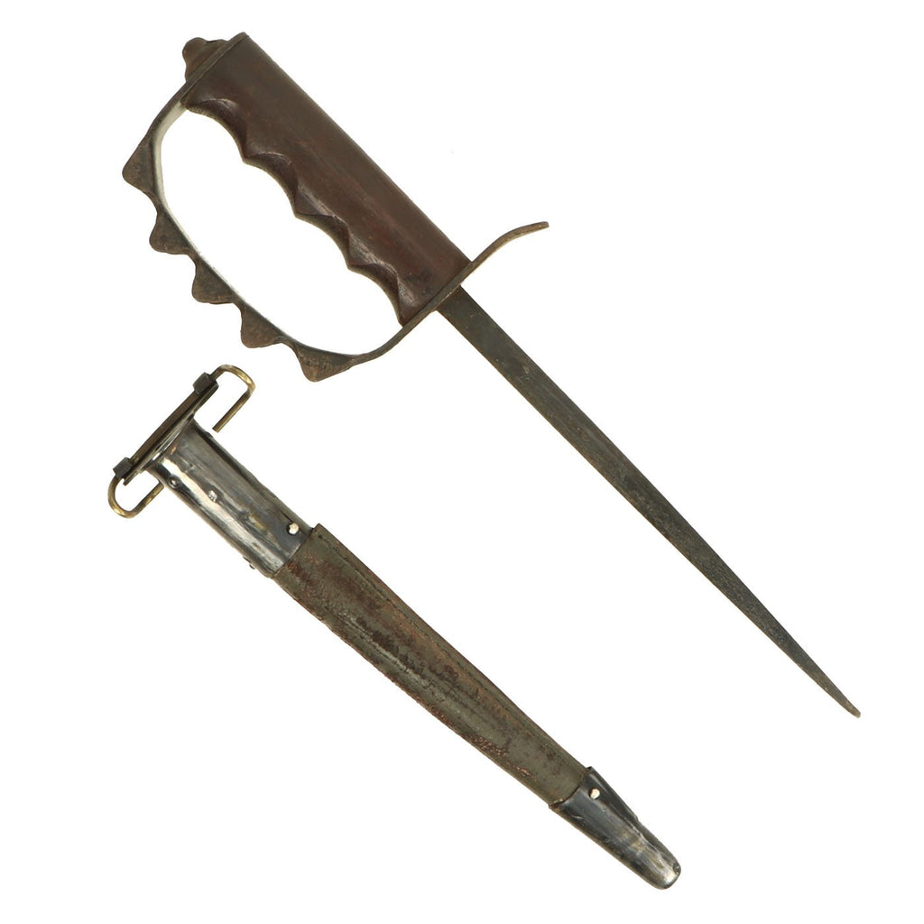Original U.S. WWI M1917 Trench Knife by American Cutlery Co with Aged Replica Scabbard Original Items