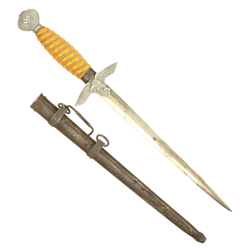 Original WWII German 2nd Model Luftwaffe Dagger by Lauterjung & Sohn Puma-Werk with Scabbard Original Items