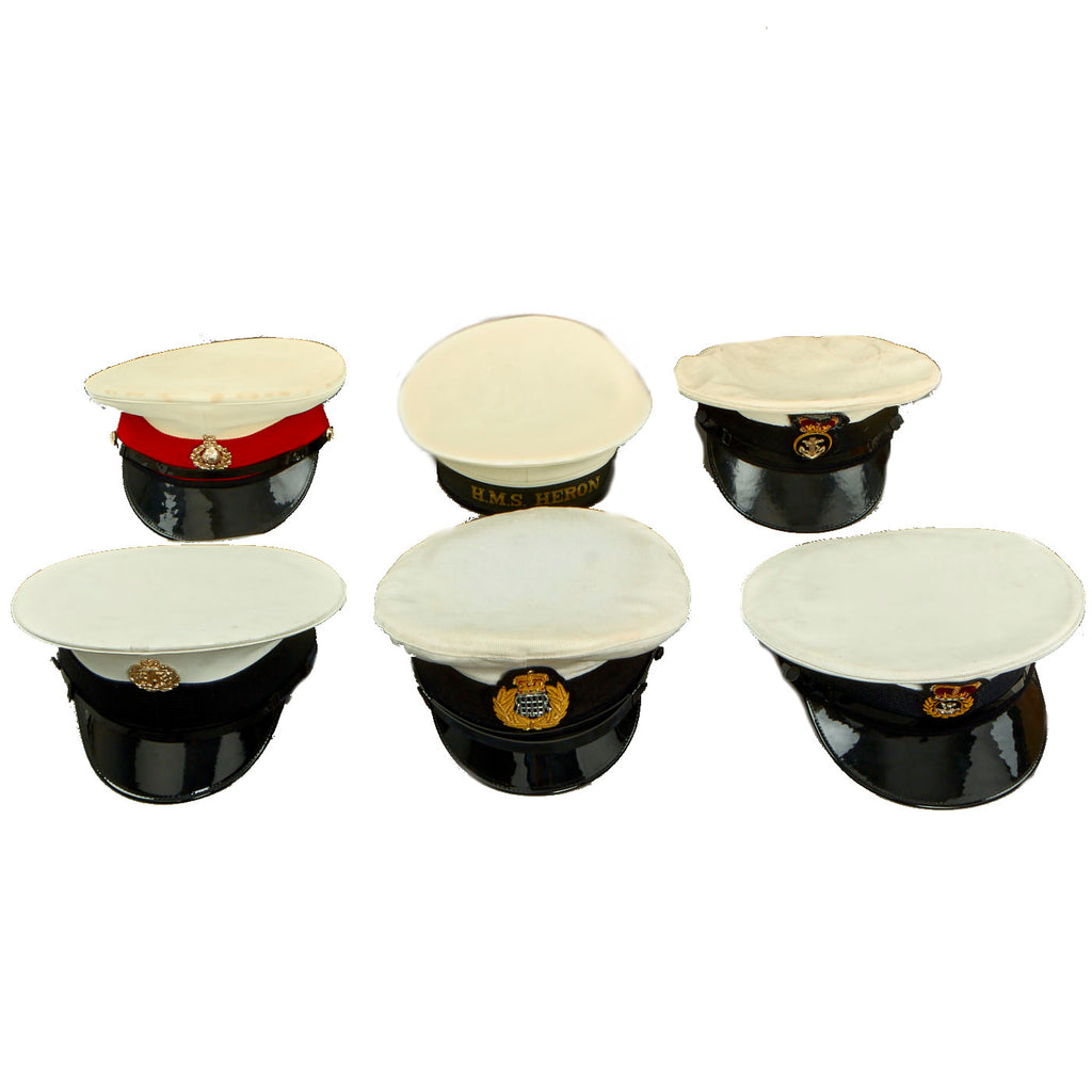 Original British Military Visor Lot And Shoulder Board - Formerly Part the Tower of London Yeoman Warders Club Collection - 7 Items Original Items