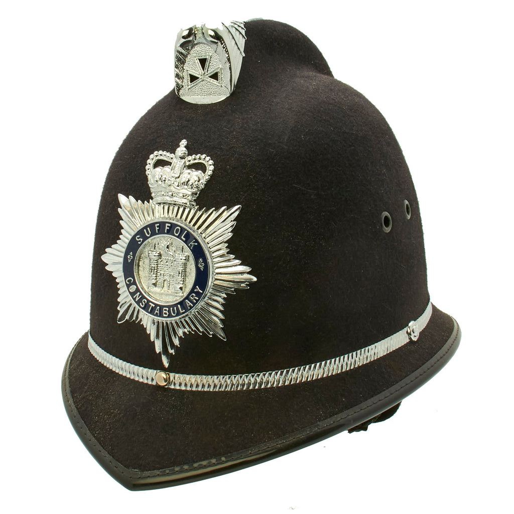 Original British Comb Top Queen's Crown Bobby Helmet from the Suffolk Constabulary - Size 57 - Formerly Part the Tower of London Yeoman Warders Club Collection Original Items