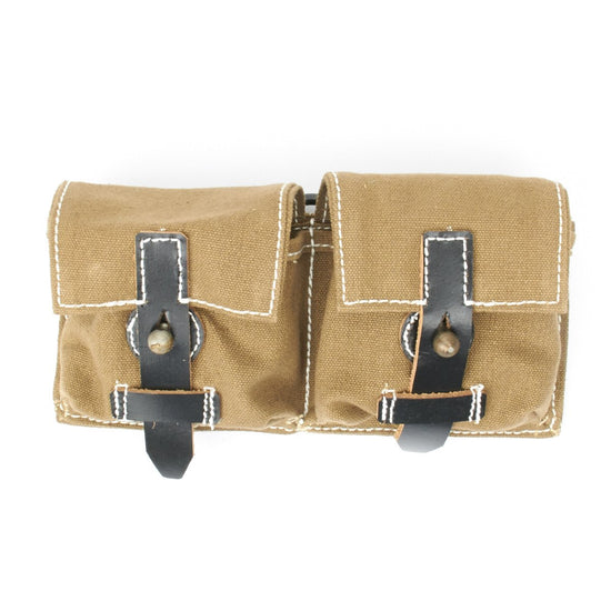 German WWII G43 K43 DAK Afrika Korps Web and Leather Ammunition Pouch - WWII Marked New Made Items